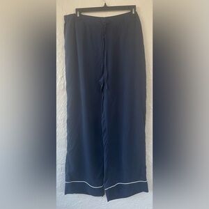 Soma COOL NIGHTS Navy Blue Wide Leg Solid Piped Pajama Pants, 100% Lycell; L